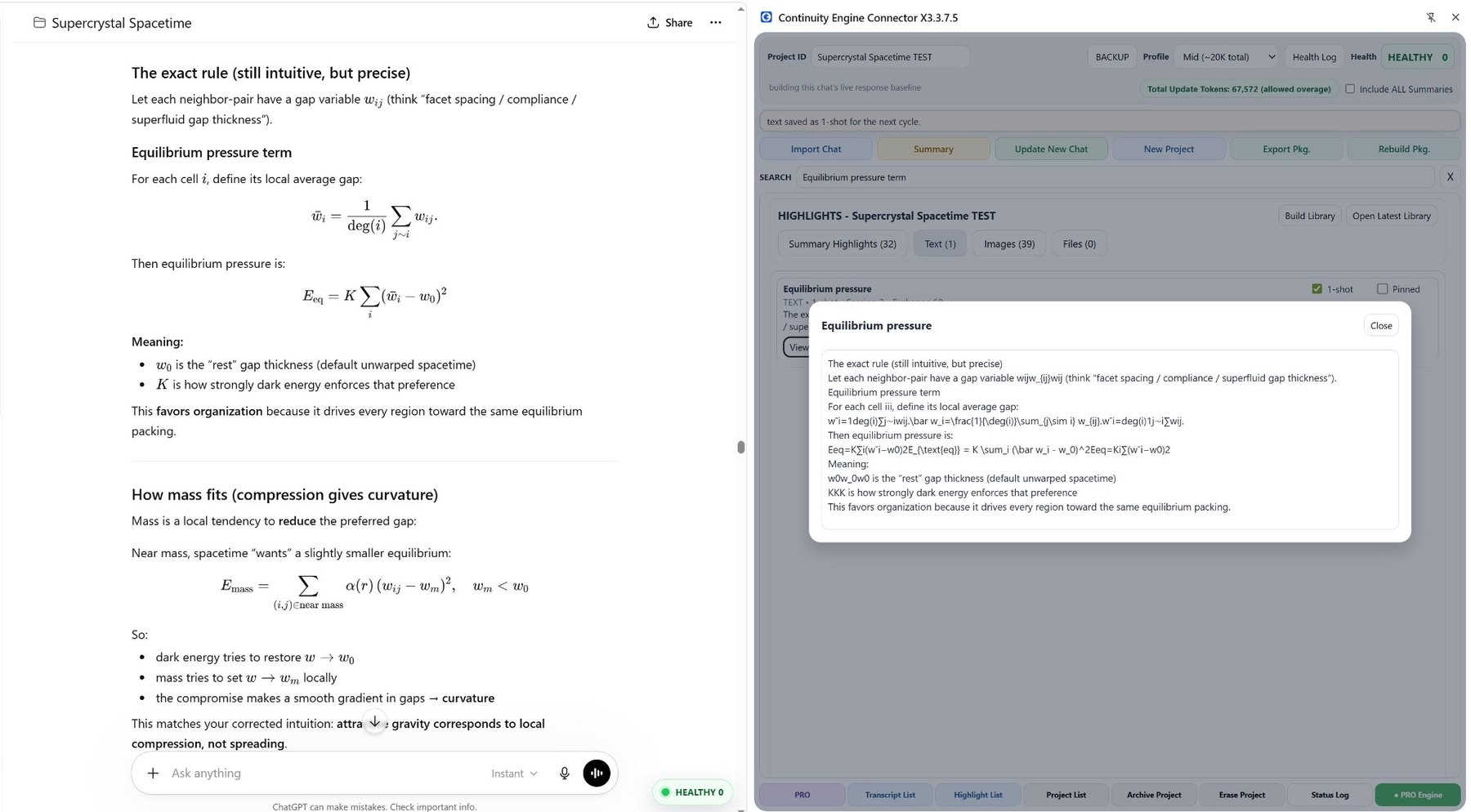 Continuity Engine screenshot showing text highlight viewer
